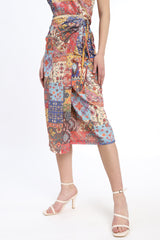Beautiful Printed sequins skirt with side tie detail