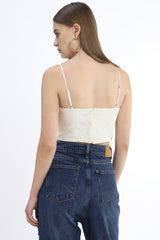 V-Neck Crop Top with Back Hook and Eye Closure