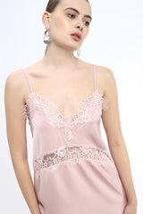 V Neck Camisole with lace detail at neck and waist