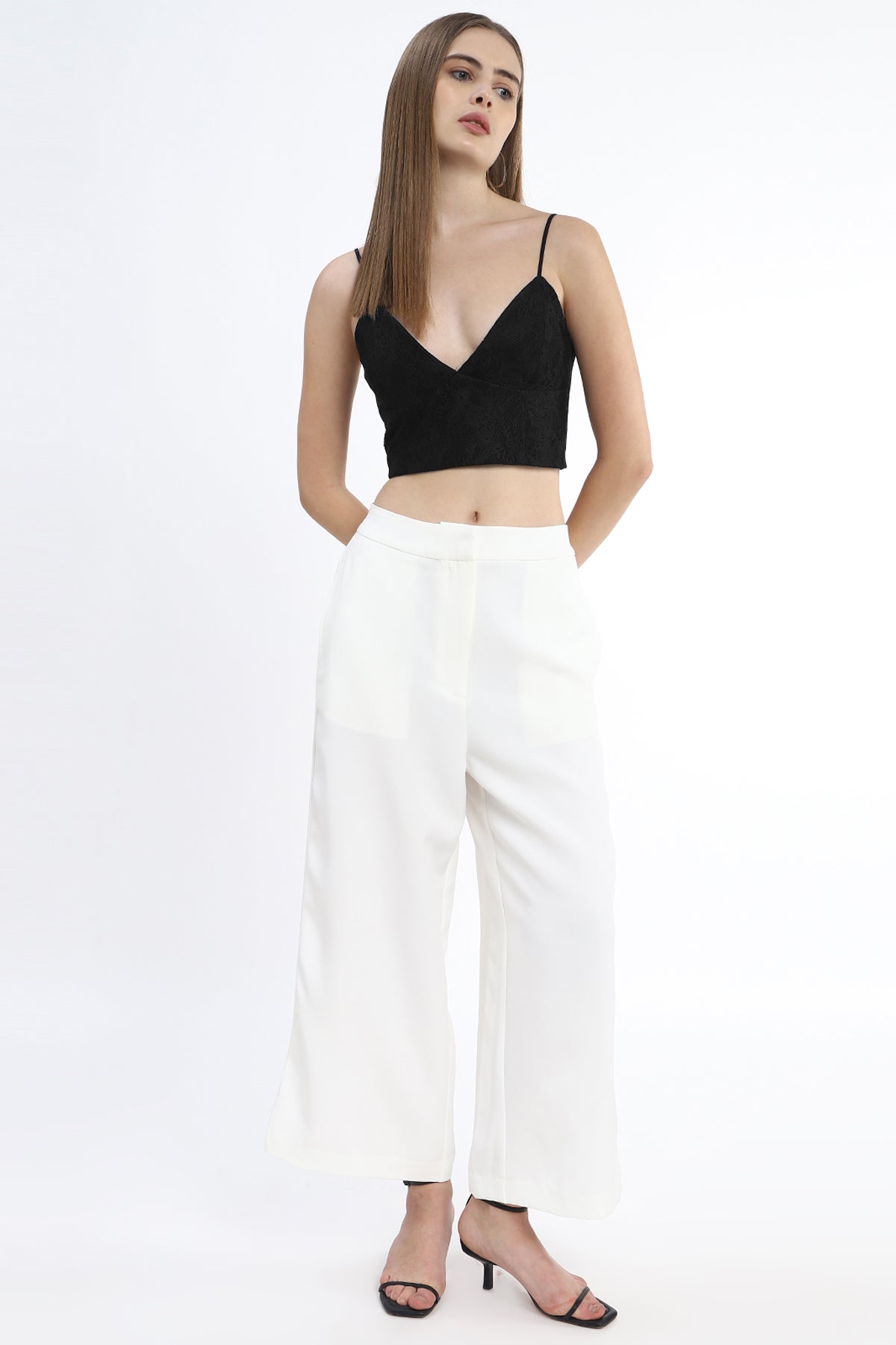 V-Neck Crop Top with Back Hook and Eye Closure