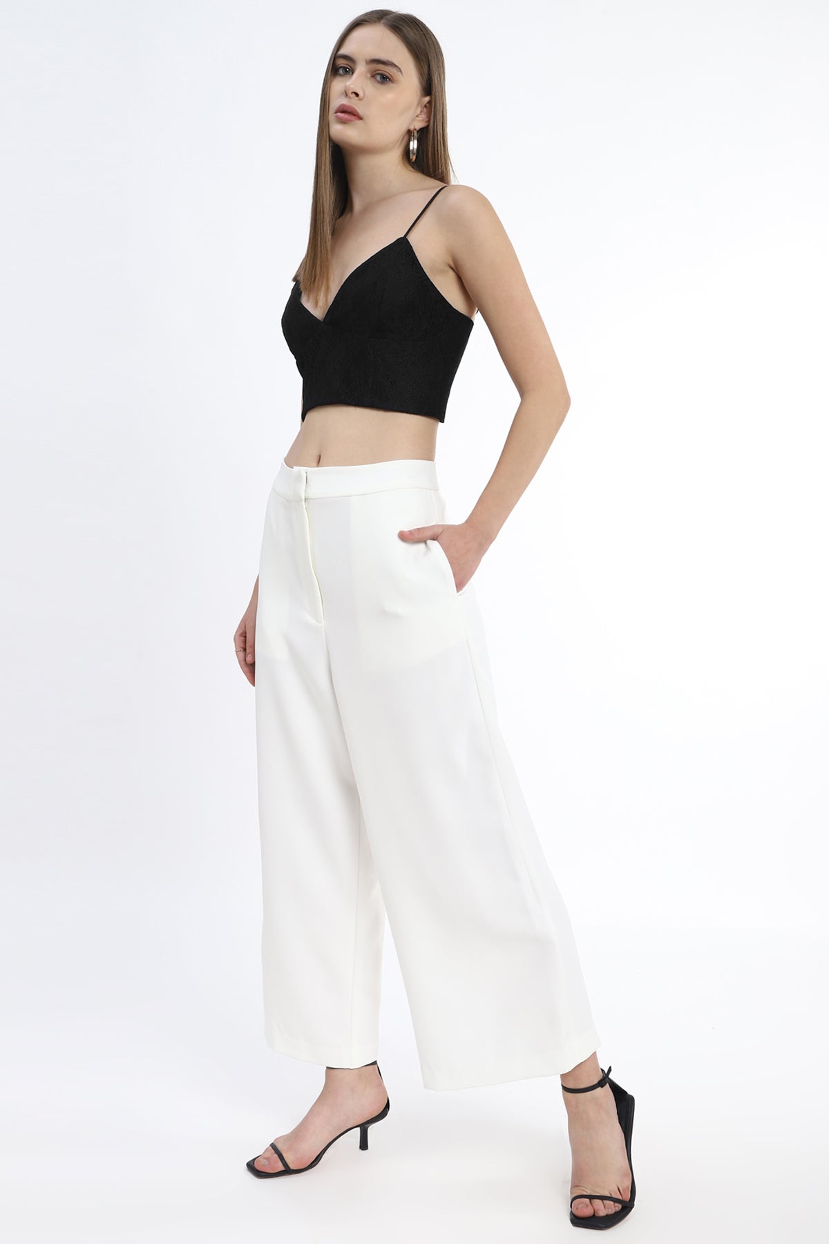V-Neck Crop Top with Back Hook and Eye Closure