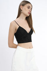 V-Neck Crop Top with Back Hook and Eye Closure