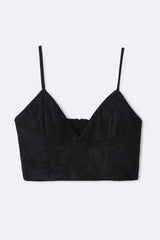 V-Neck Crop Top with Back Hook and Eye Closure