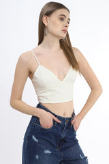 V-Neck Crop Top with Back Hook and Eye Closure