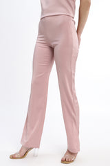 A casual straight fit trouser in Satin with side zipper clouser