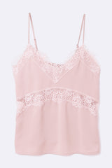 V Neck Camisole with lace detail at neck and waist