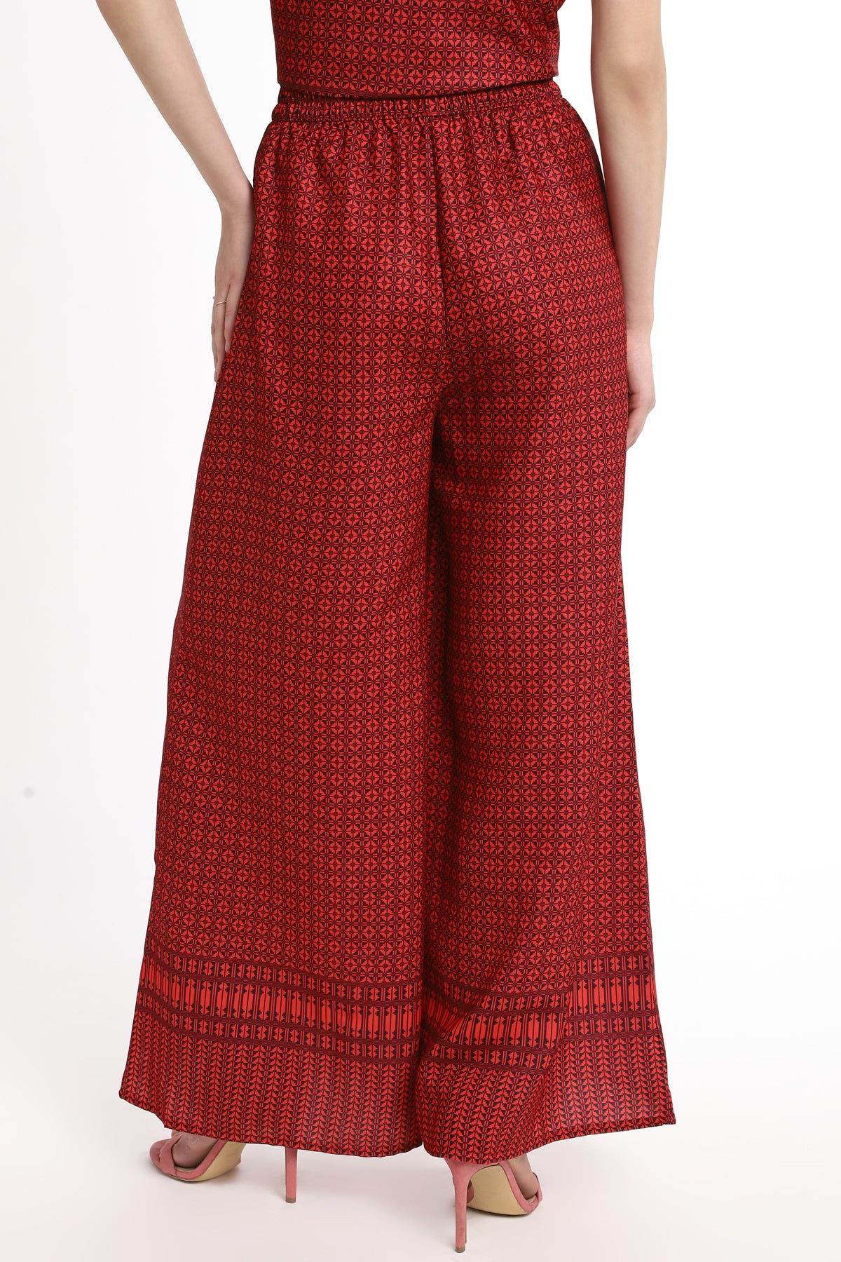 Wide Leg trouser with elasticated waist band in Ankle Length