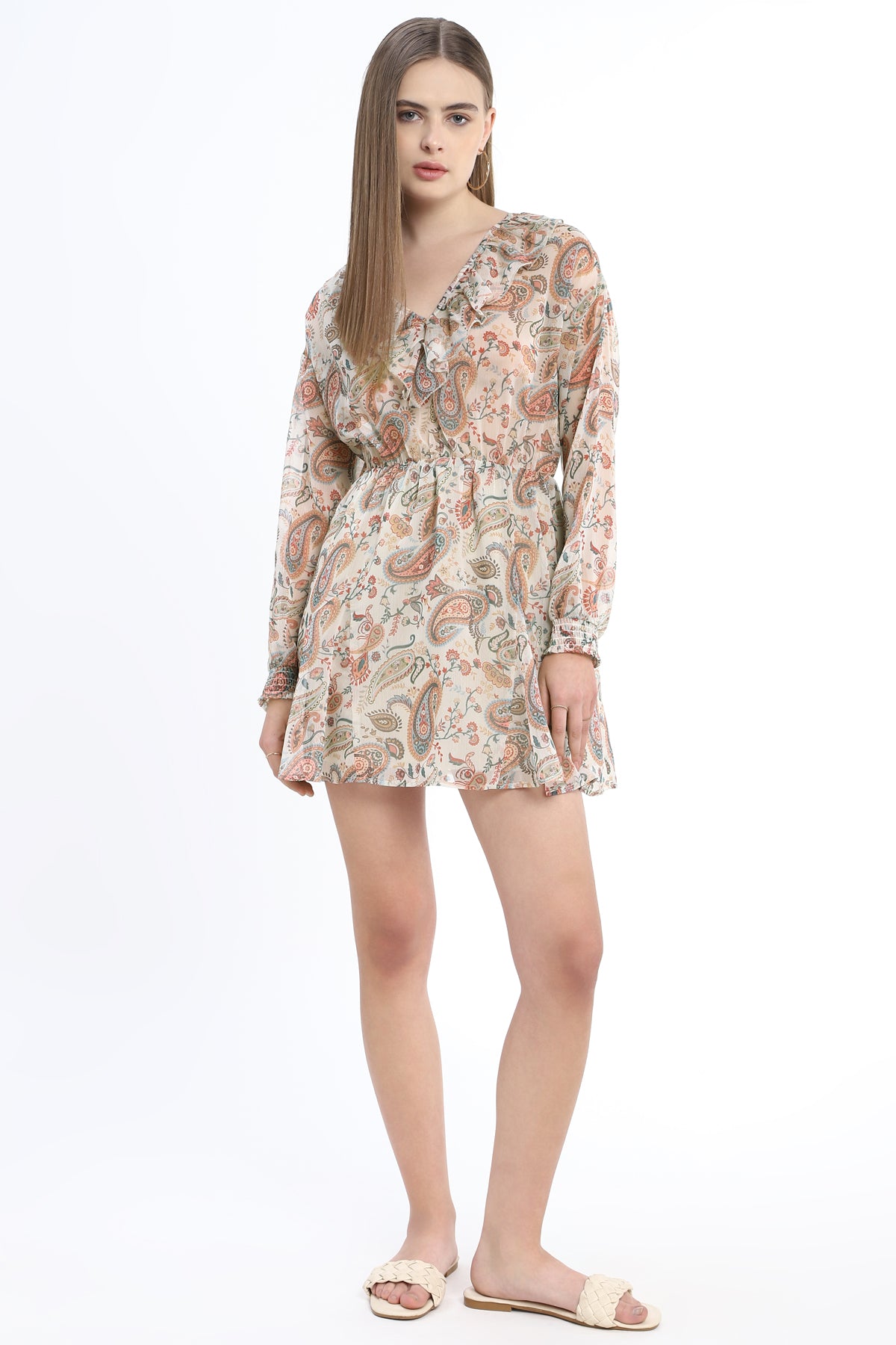 Ankle Length dress with gathered detail at the straps