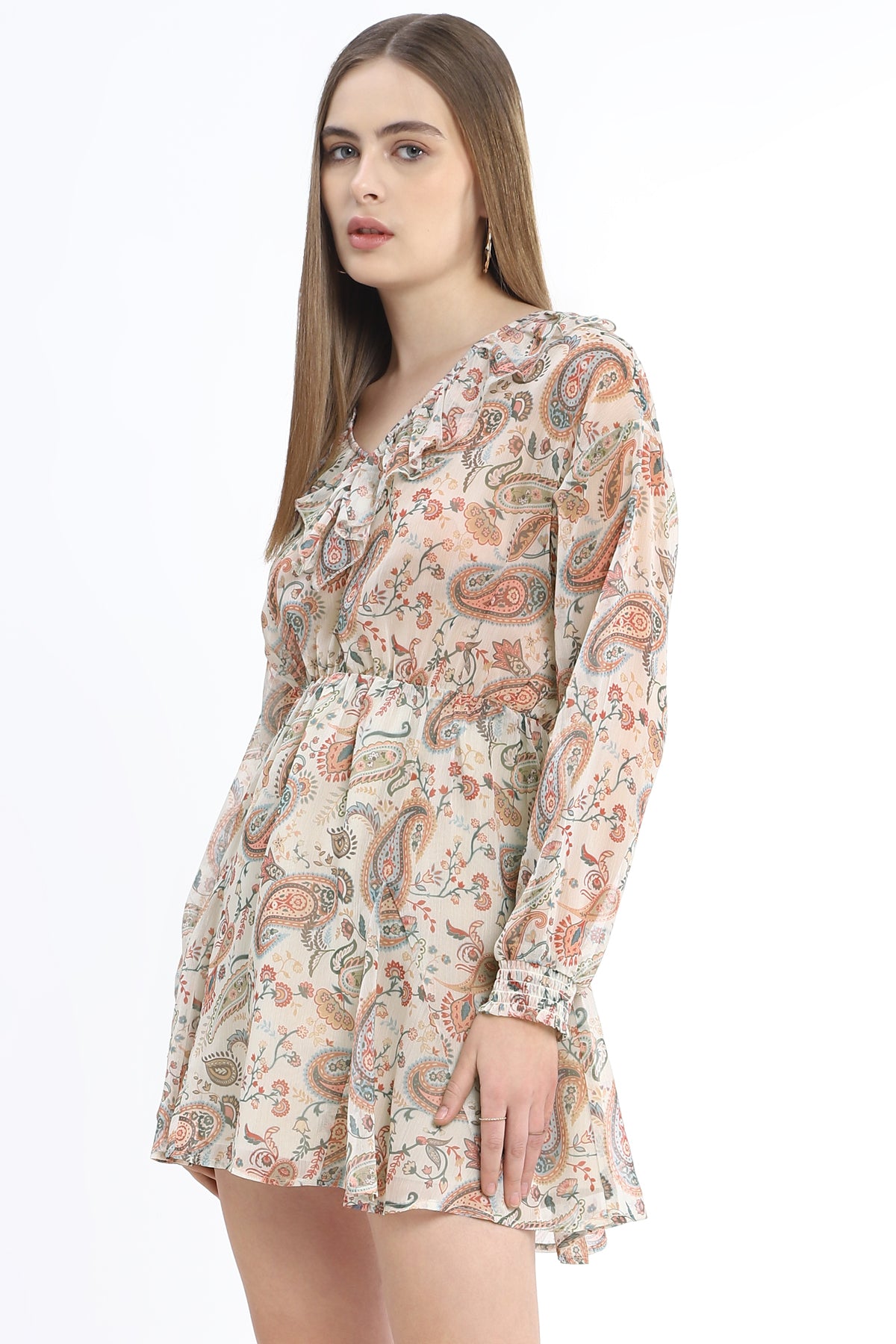 Ankle Length dress with gathered detail at the straps