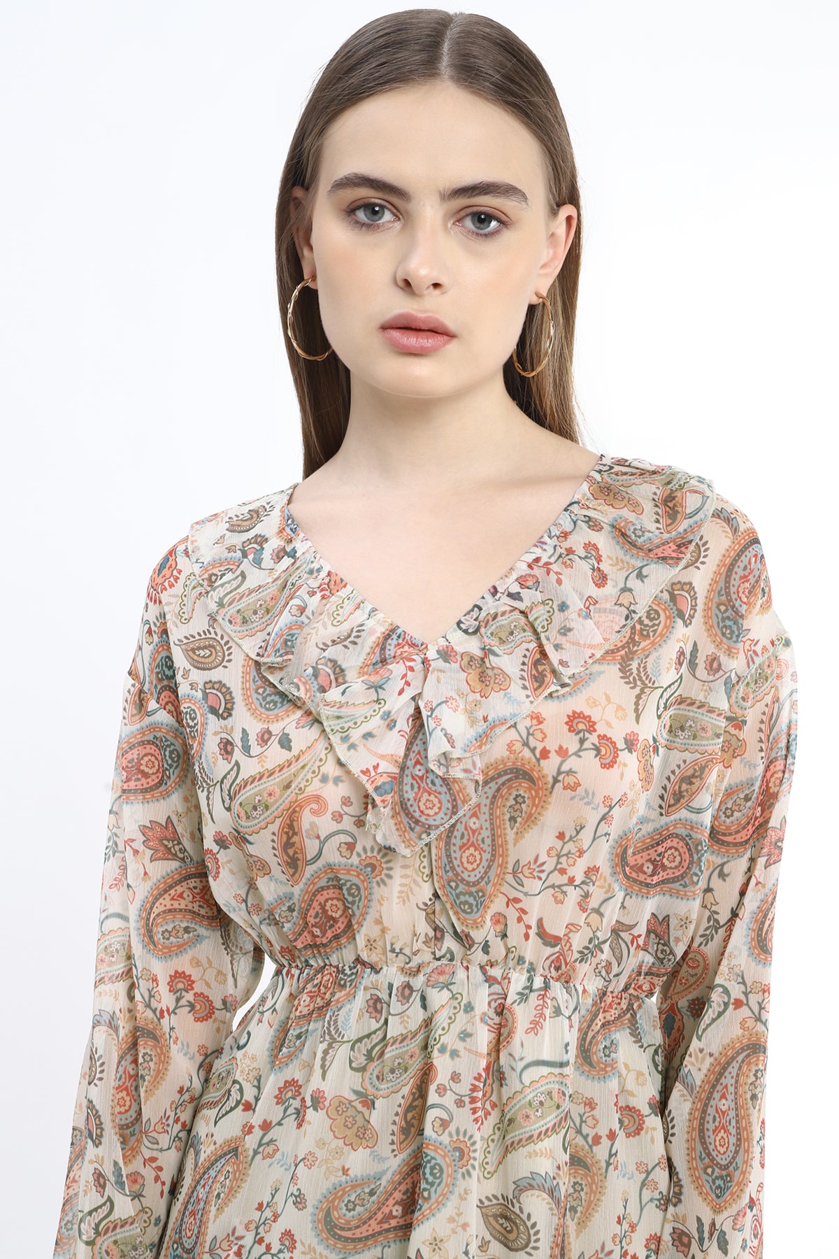 Ankle Length dress with gathered detail at the straps